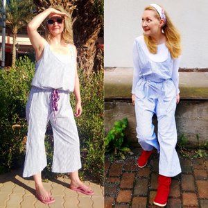 Refashioned Vintage Jumpsuit Overall with Belt M/L